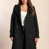 Elegante trench abbottonato, nero