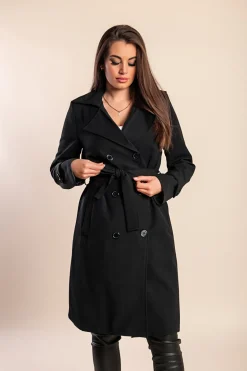 Elegante trench abbottonato, nero