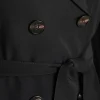 Elegante trench con bottoni, nero