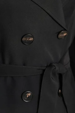 Elegante trench con bottoni, nero