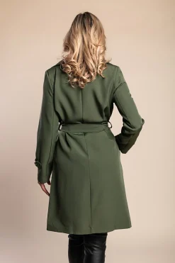 Elegante trench con bottoni, verde oliva