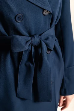 Elegante trench corto con bottoni, blu scuro