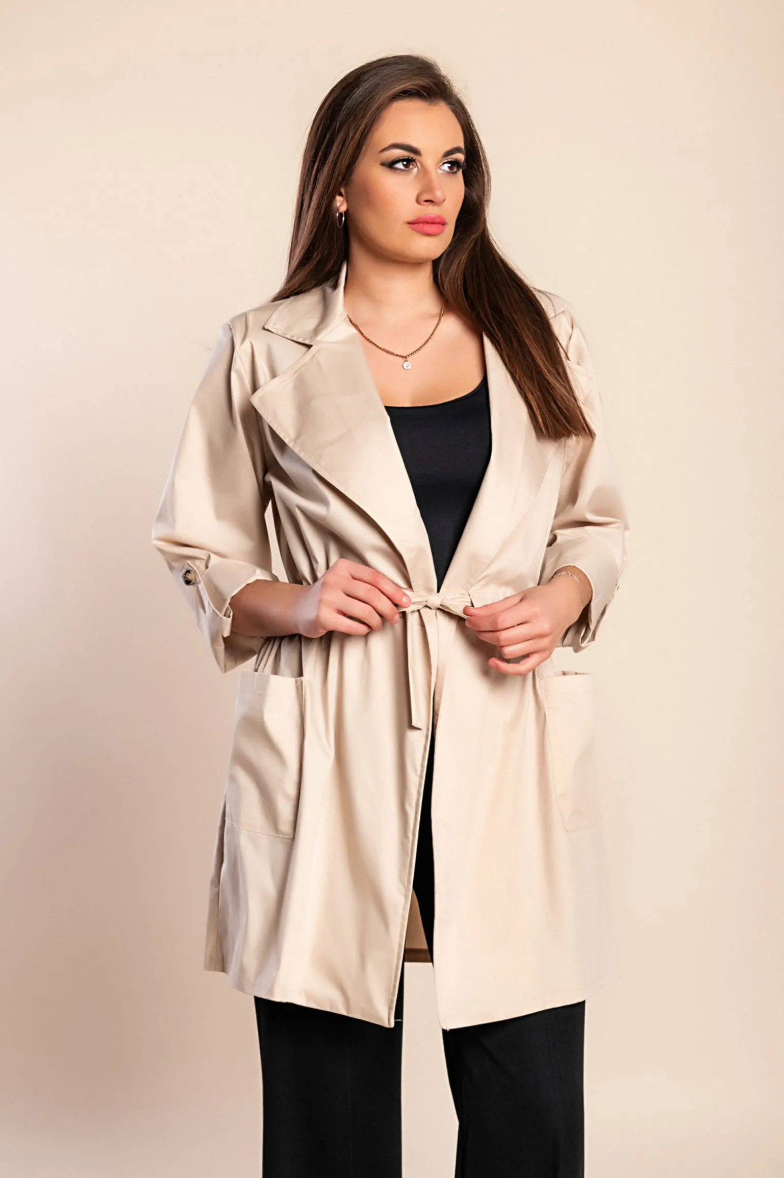 Elegante trench in cotone, beige