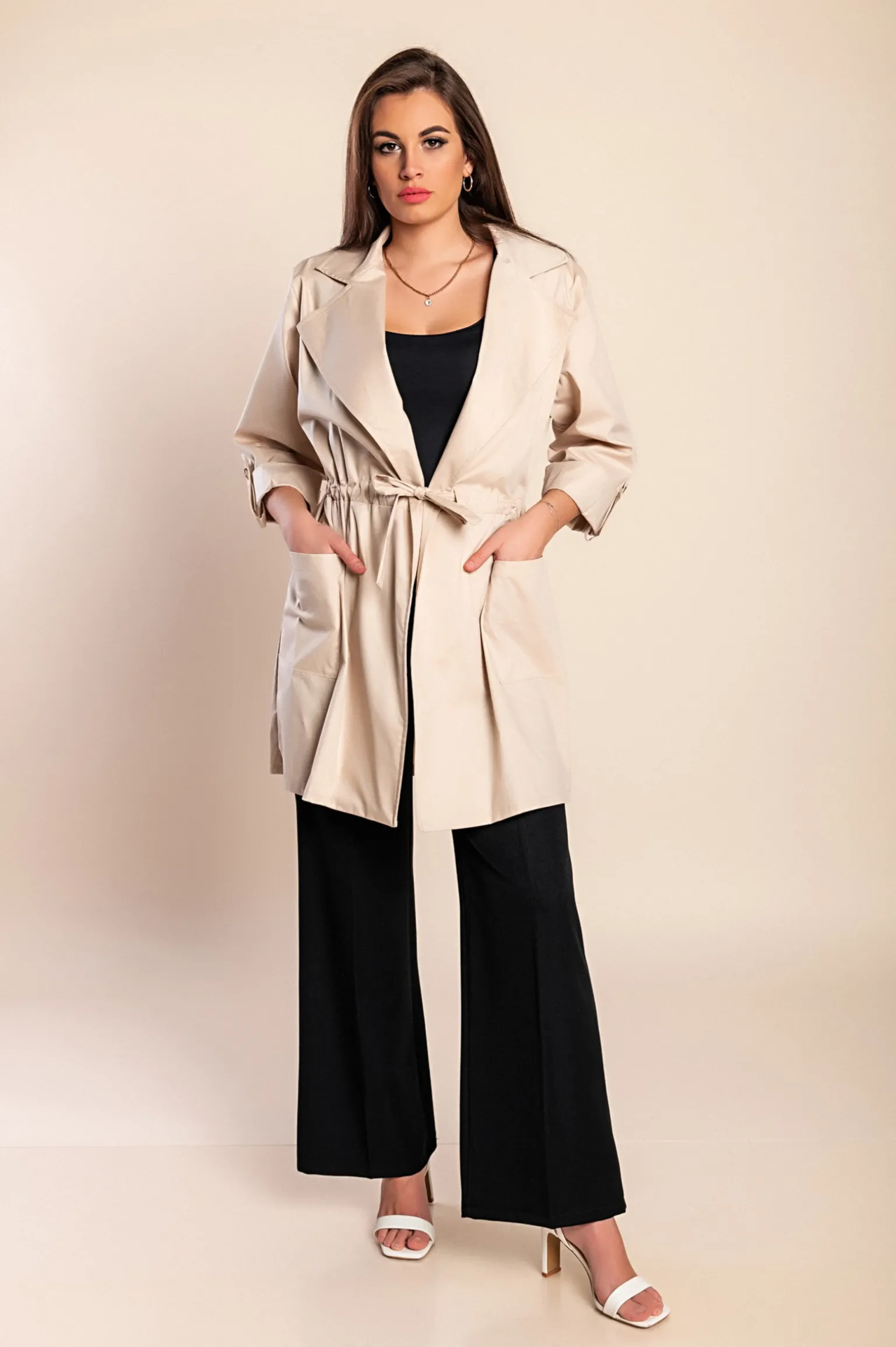 Elegante trench in cotone, beige