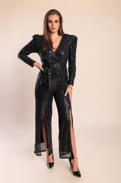Elegante tuta con paillettes, nera