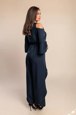 Elegante tuta con paillettes, blu scuro