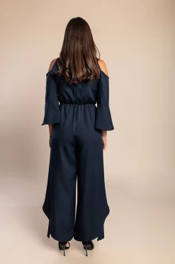 Elegante tuta con paillettes, blu scuro