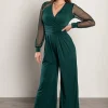 Elegante tuta con scollo a V Georgina, verde scuro