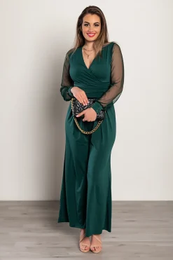Elegante tuta con scollo a V Georgina, verde scuro