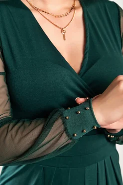 Elegante tuta con scollo a V Georgina, verde scuro