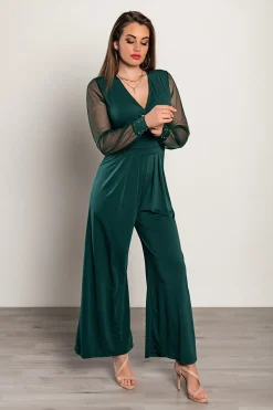 Elegante tuta con scollo a V Georgina, verde scuro