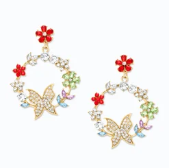 Eleganti orecchini a bottone con strass, ART386, multicolore