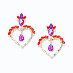 Eleganti orecchini a forma di cuore, ART365, colore rosso