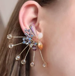Eleganti orecchini a forma di mazzo di fiori, ART377, multicolor