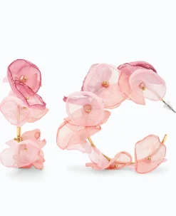 Eleganti orecchini con fiori, rosa