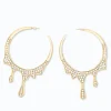 Eleganti orecchini con strass, colore oro