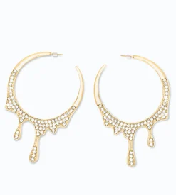 Eleganti orecchini con strass, colore oro