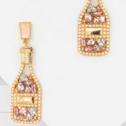 Eleganti orecchini pendenti con diamanti decorativi, ART359, colore oro