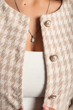 Giacca corta in tweed, beige