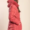 Giacca imbottita corta taglie forti con cappuccio, fucsia