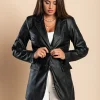 Giacca in ecopelle 81095, nera
