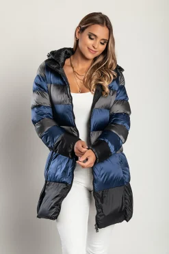 Giacca lunga con cappuccio, 2217, blu