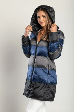 Giacca lunga con cappuccio, 2217, blu