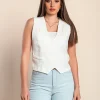 Gilet elegante con bottoni, bianco