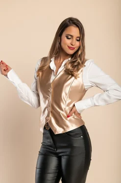 Gilet elegante con bottoni, beige