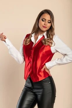 Gilet elegante con bottoni, rosso