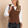 Gilet elegante con bottoni 8931, marrone