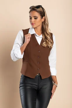 Gilet elegante con bottoni 8931, marrone