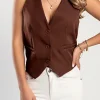 Gilet elegante con bottoni, marrone