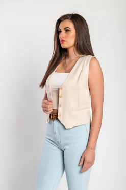 Gilet elegante con bottoni, beige