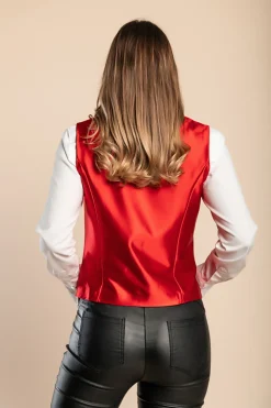 Gilet elegante con bottoni, rosso