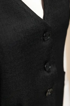 Gilet elegante con bottoni, nero