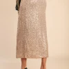 Gonna midi con paillettes, colore oro