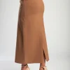 Gonna midi elegante, cammello