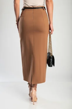 Gonna midi elegante, cammello
