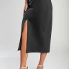Gonna midi elegante con cintura, grigia