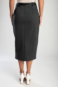 Gonna midi elegante con cintura, grigia