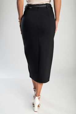 Gonna midi elegante con cintura, nera