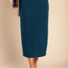 Gonna midi elegante, petrolio