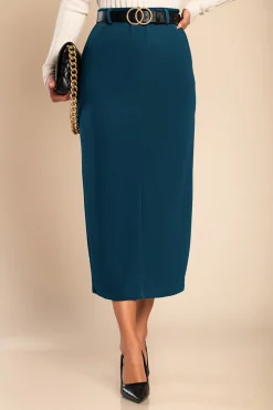 Gonna midi elegante, petrolio