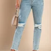Jeans a gamba dritta, colore azzurro