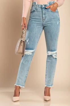 Jeans a gamba dritta, colore azzurro