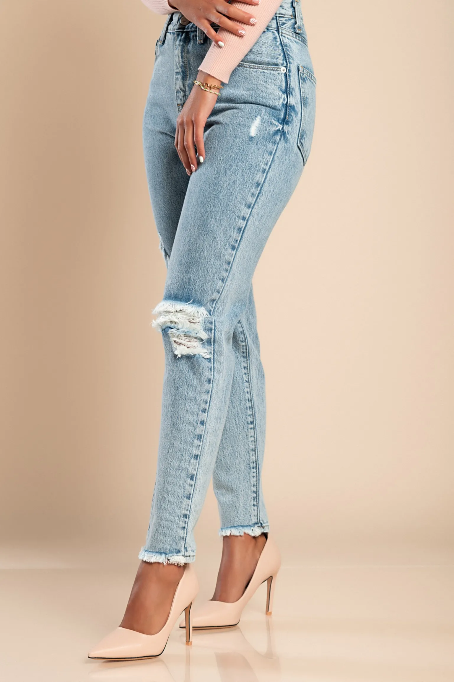 Jeans a gamba dritta, colore azzurro