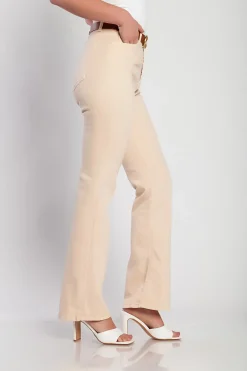 Jeans a zampa d'elefante, beige