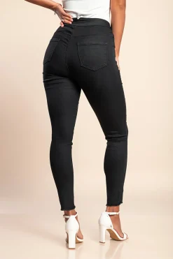 Jeans con bottoni decorativi, neri
