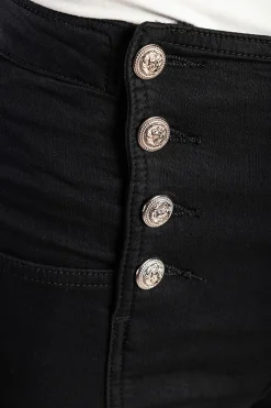 Jeans con bottoni decorativi, neri